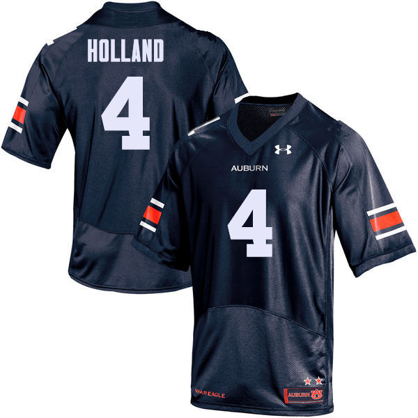Men Auburn Tigers #4 Jeff Holland College Football Jerseys Sale-Navy